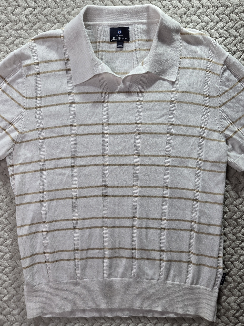 Ben Sherman White Polo with Tan Stripes